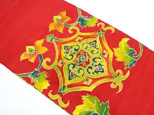 リサイクル　塩瀬抽象草花模様名古屋帯